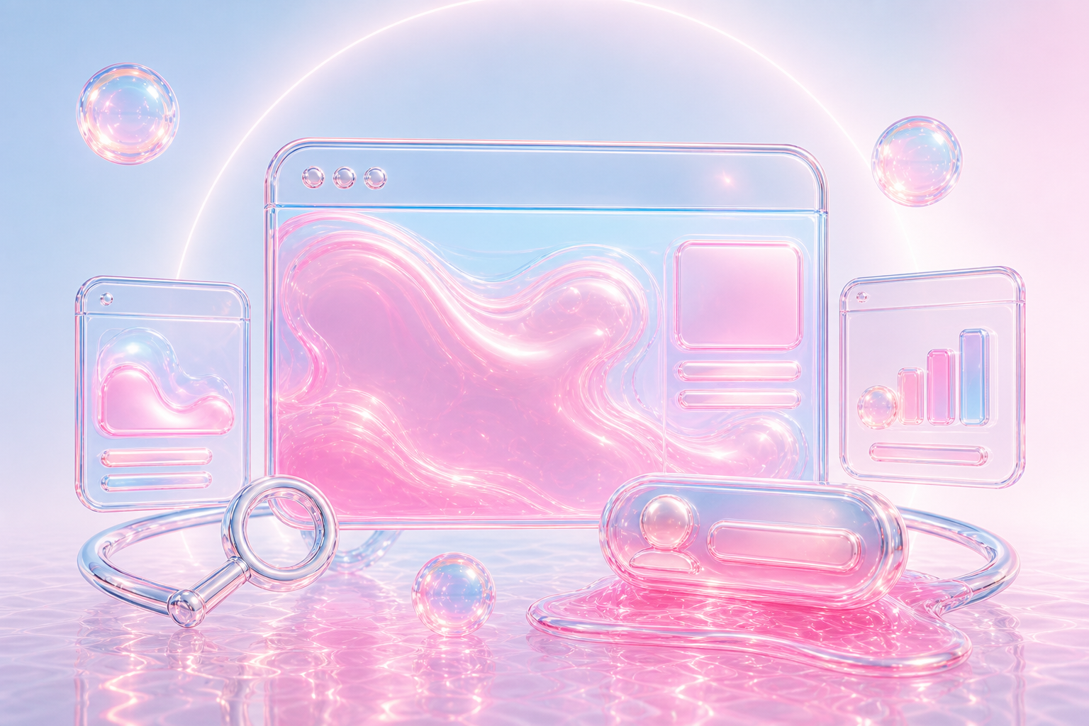 A connected premium website launch ecosystem in liquid glass